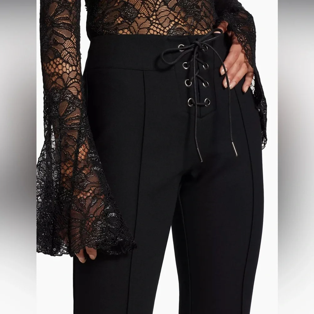 NWT $398.00 Frame lace up Black trouser Pants size 2 - Picture 2 of 13